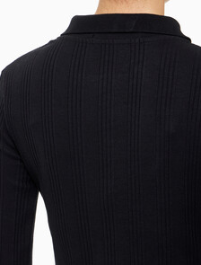 Buy 여성 모노그램 로고 뱃지 폴로 카라 립 원피스 in color CK BLACK