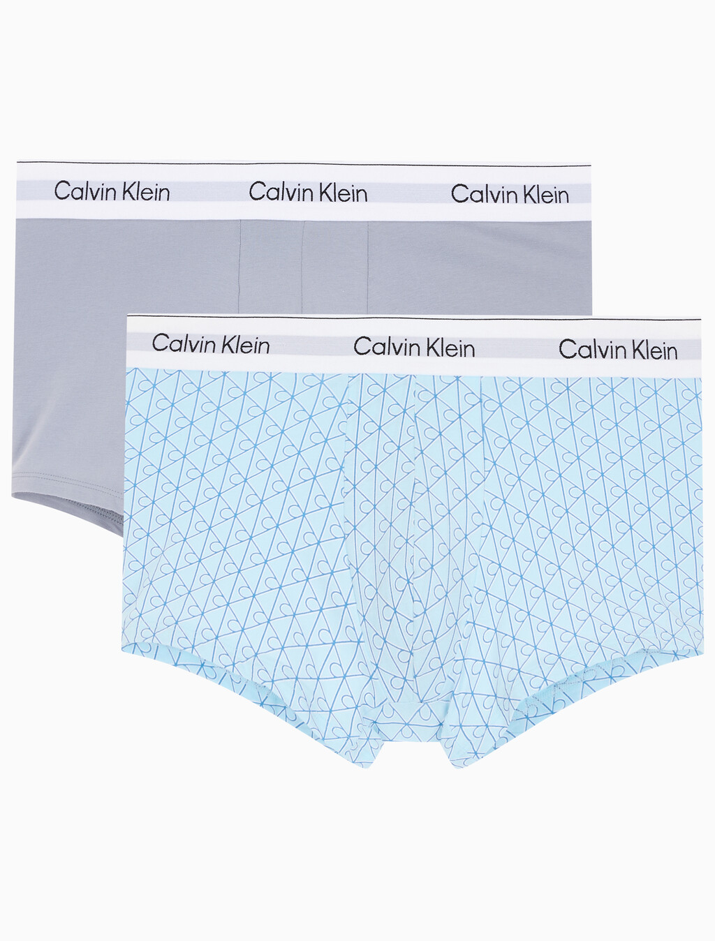 Buy 남성 아이콘 코튼 스트레치 2PK 트렁크 in color Grey / Sky Blue Print