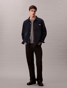 Buy 남성 90s 레귤러 핏 스카보로워시 긴팔 데님 셔츠 in color Blue