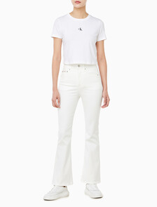 Buy 여성 하이라이즈 플레어 데님 in color WHITE