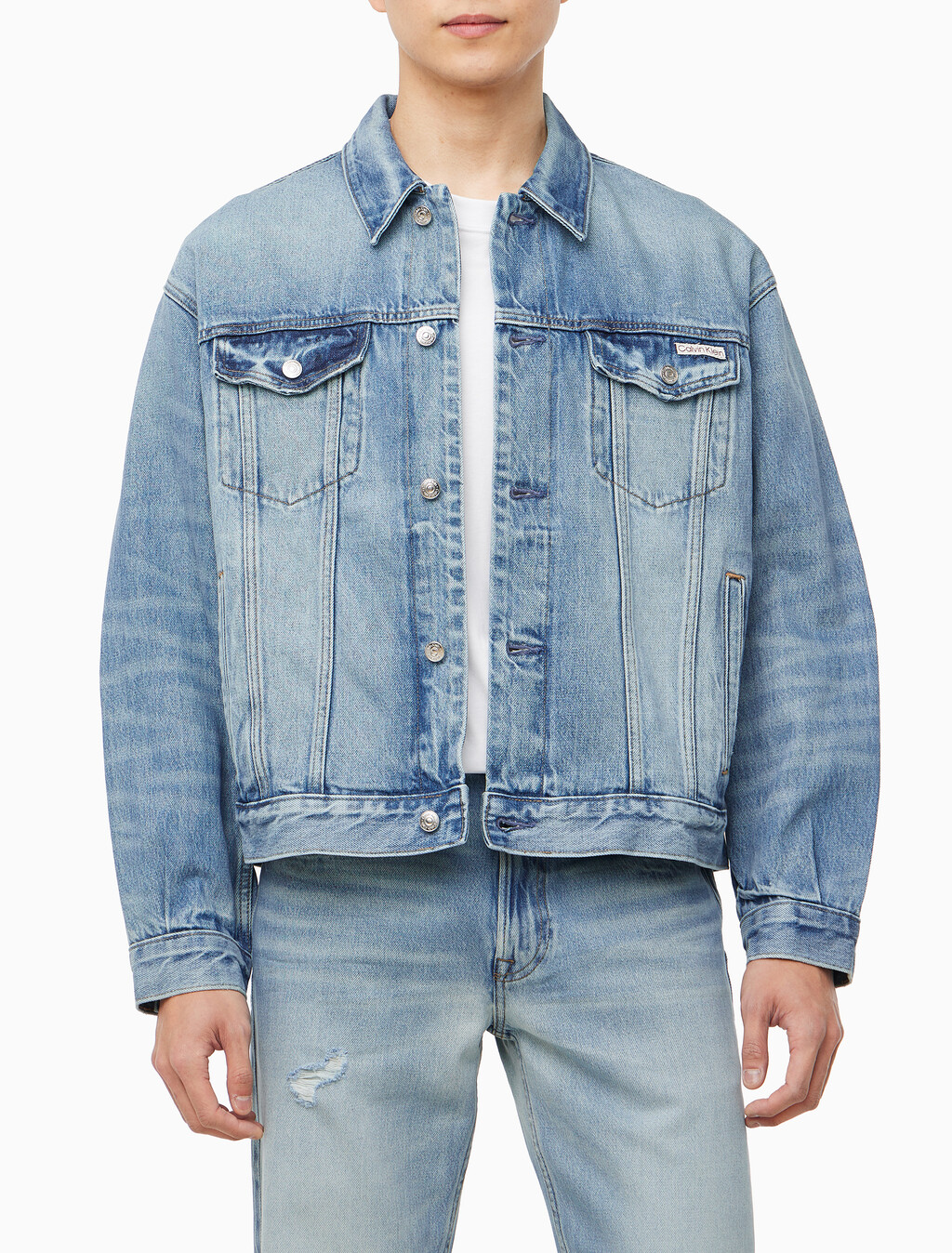 Buy 남성 레귤러핏 90's 라이트블루 워시 데님 자켓 in color BLUE WAVE
