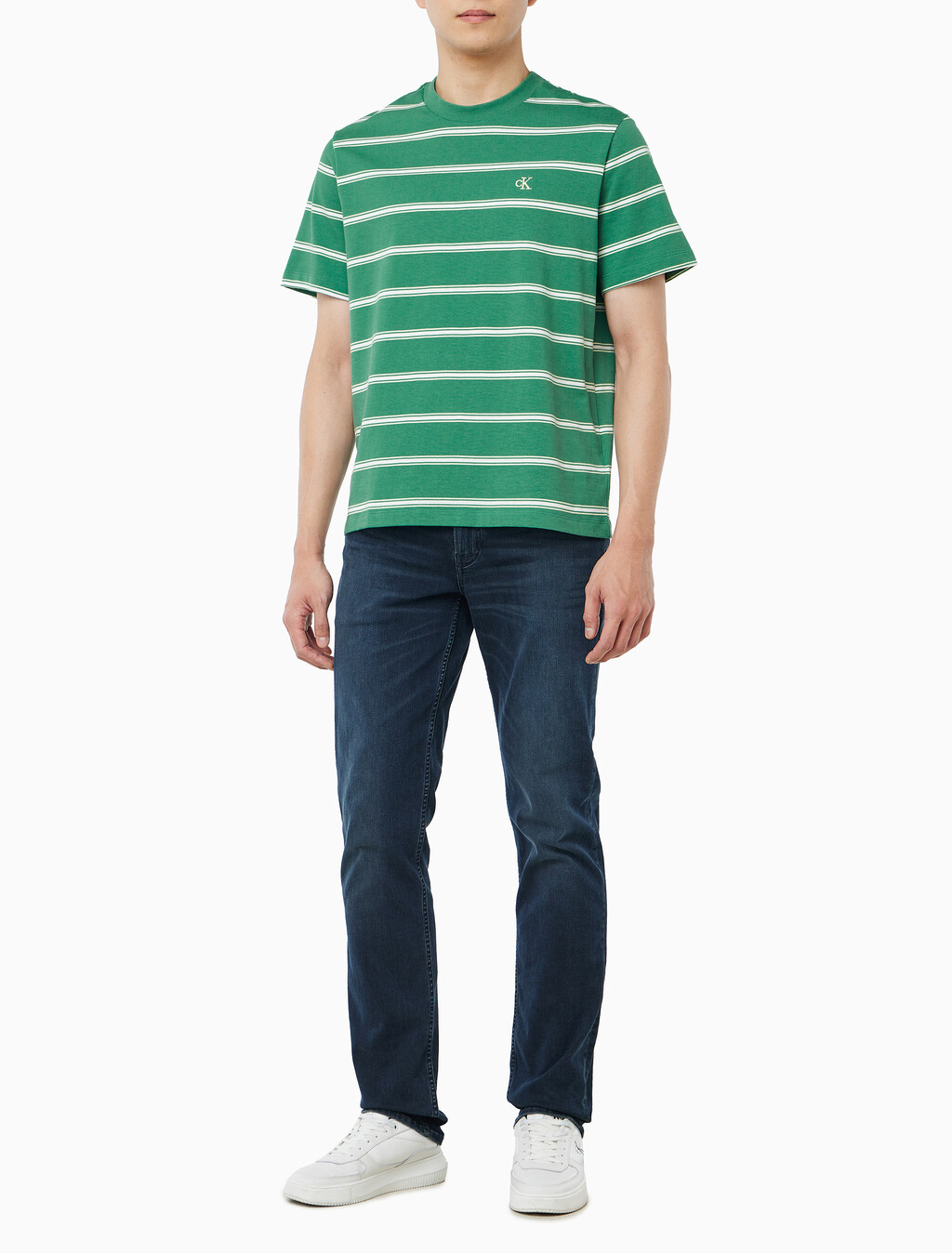 Buy 이지 스트라이프 크루넥 티 in color Wild Green