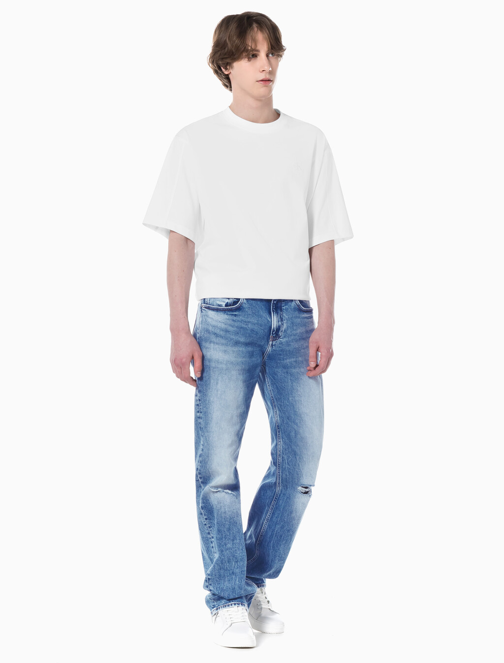 Buy 남성 90's 스트레이트핏 미드블루 이탈리안 데님 in color CHALKY BLUE