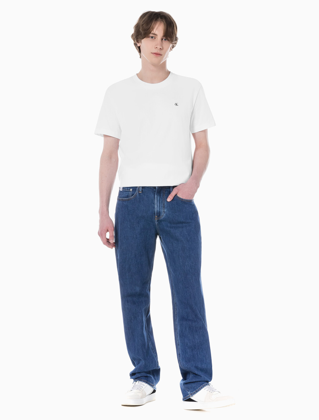 Buy 남성 90's 스트레이트핏 미드블루 데님 in color MID BLUE BACK EMBRO