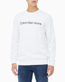 Buy 남성 레귤러핏 인스티튜셔널 로고 기모 스웨트셔츠 in color BRIGHT WHITE