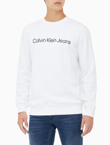 Buy 남성 레귤러핏 인스티튜셔널 로고 기모 스웨트셔츠 in color BRIGHT WHITE