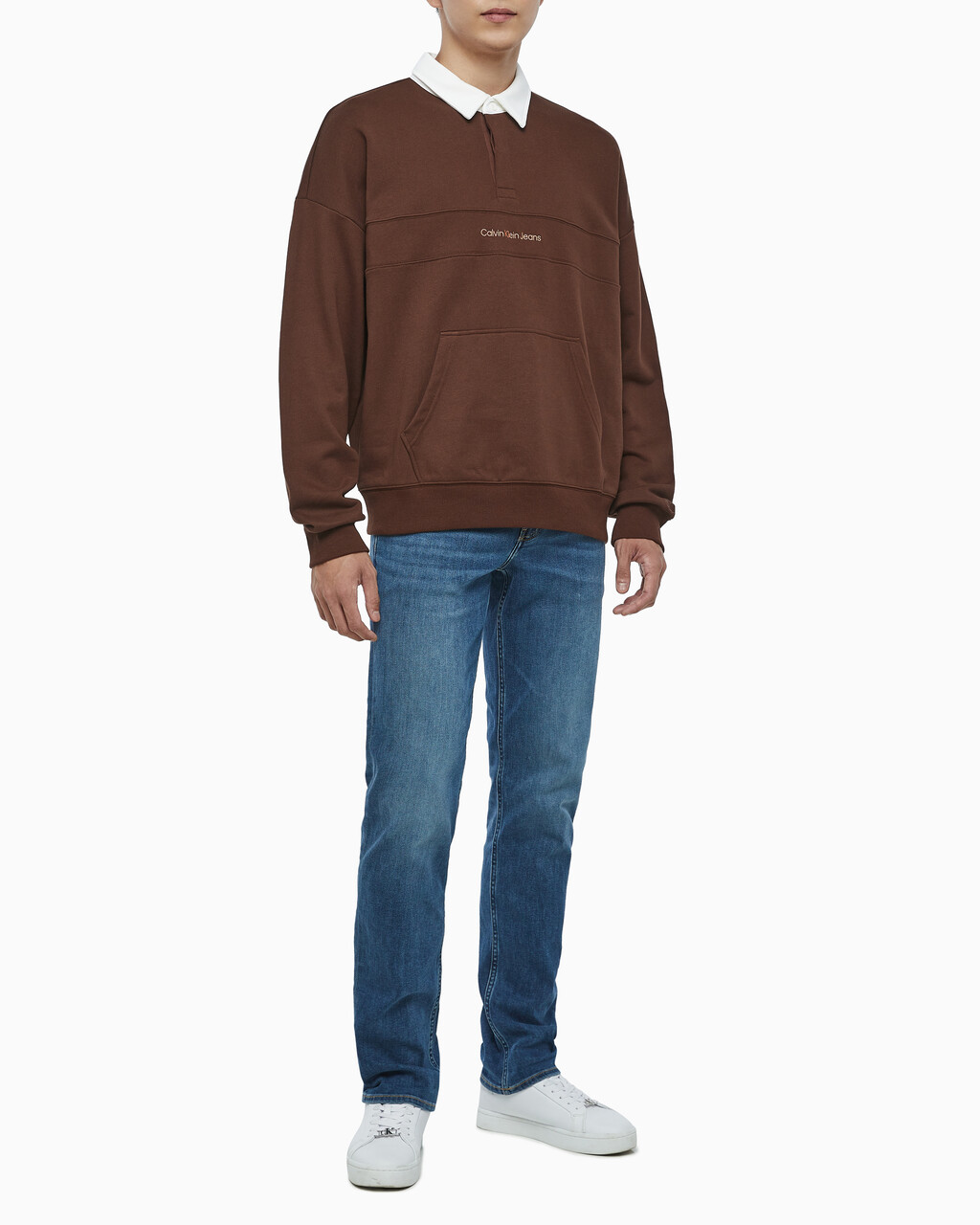 Buy 남성 롱슬리브 럭비 탑 in color DARK BROWN