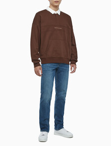 Buy 남성 롱슬리브 럭비 탑 in color DARK BROWN