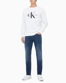Buy 남성 레귤러핏 모노그램 로고 기모 스웨트셔츠 in color BRIGHT WHITE