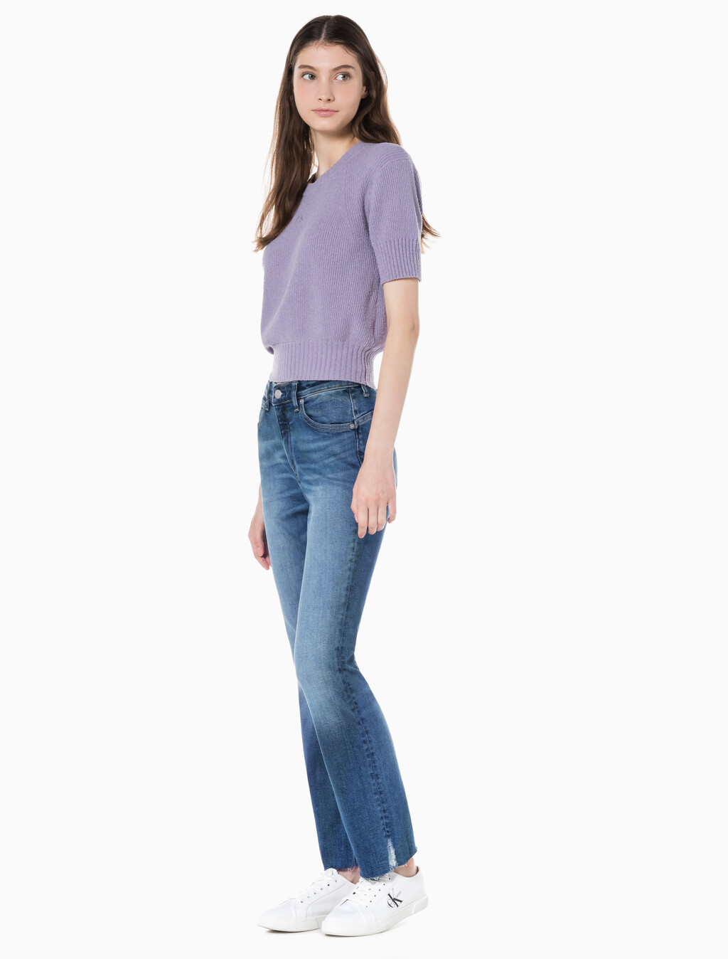 Buy 여성 하이라이즈 부츠핏 미드블루 데님 in color BLUE BLACK HANGER LOOP