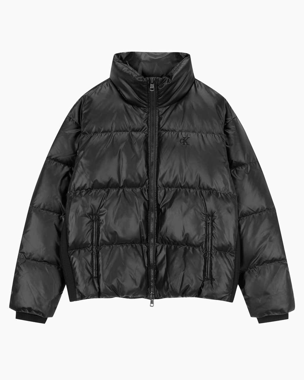 Buy 남녀공용 글로시 숏 푸퍼 in color CK BLACK