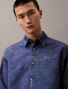 Buy 남성 롱슬리브 프린티드 데님 셔츠 in color STONEWASHED DENIM PRINT