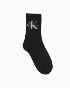 Buy 여성 모노그램 로고 크루 삭스 (블랙 1 PAIR) in color BLACK