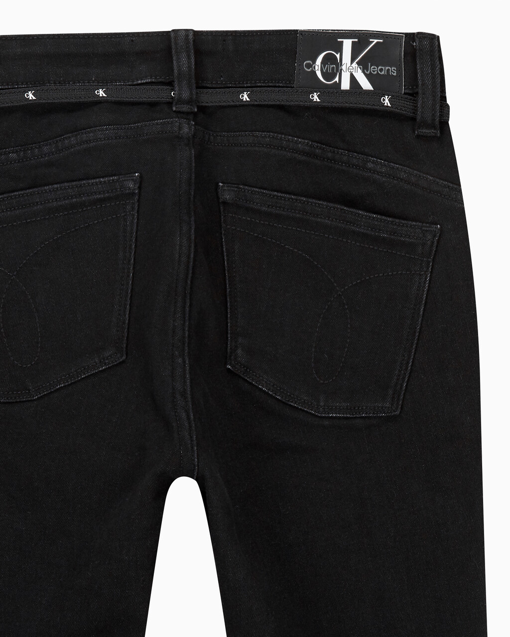 Buy 여성 하이라이즈 바디 부츠핏 앵클 블랙 기모 데님 in color WASHED BLACK LOGO LACE