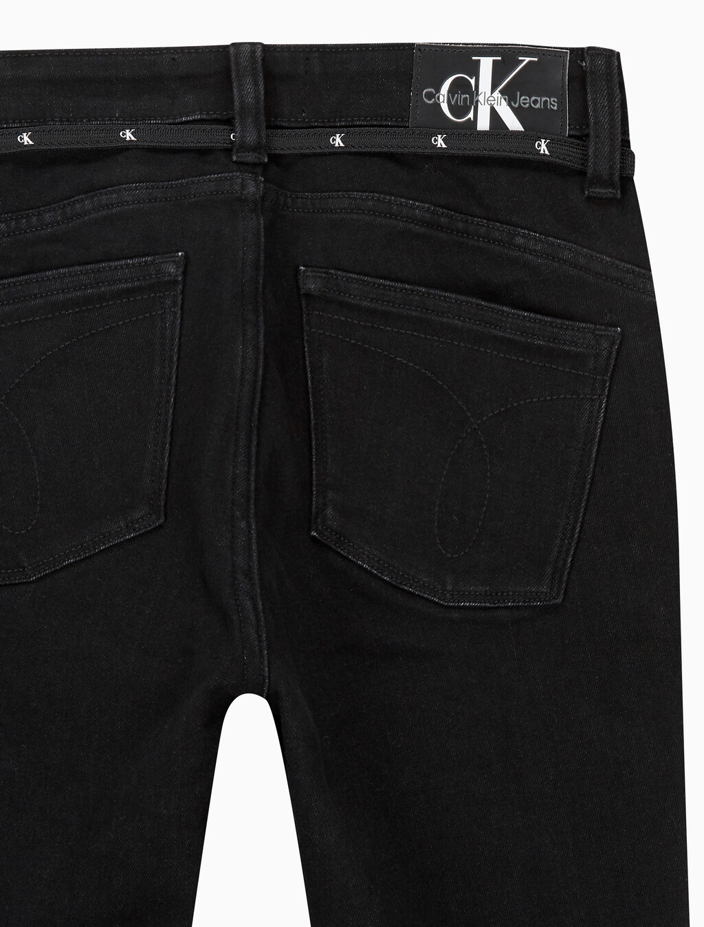 Buy 여성 하이라이즈 바디 부츠핏 앵클 블랙 기모 데님 in color WASHED BLACK LOGO LACE
