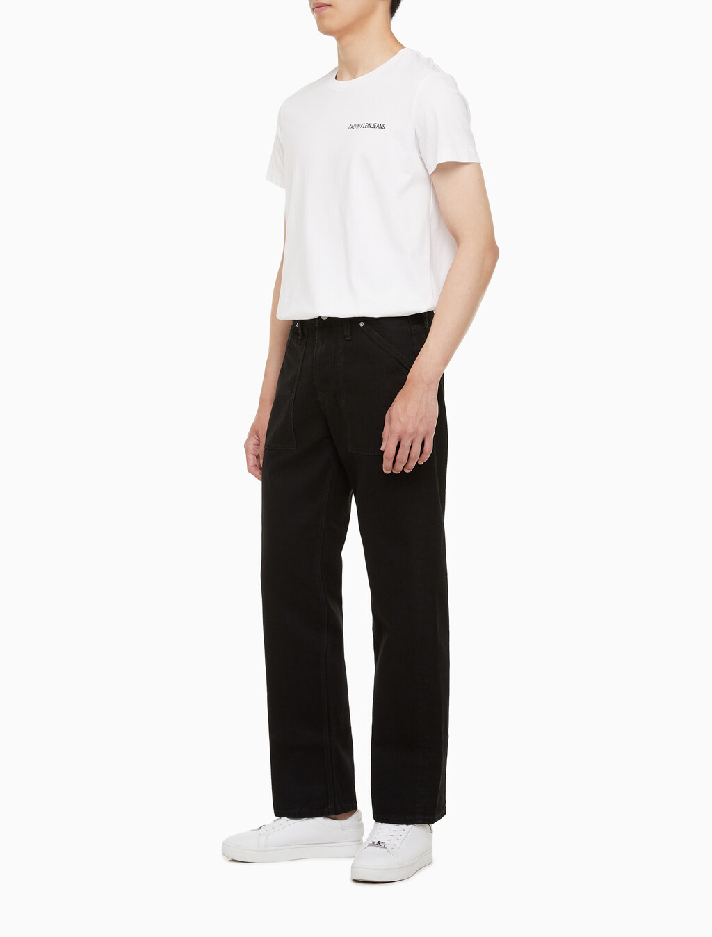 Buy 남성 90'S 스트레이트핏 워크웨어 블랙 데님 in color WASHED BLACK LOGO LACE