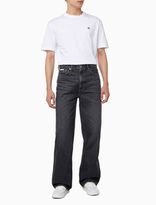 Buy 남성 배기핏 블랙 스모크 데님 in color WASHED BLACK