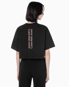 Buy 여성 그래픽 크롭 반팔 티셔츠 in color CK BLACK