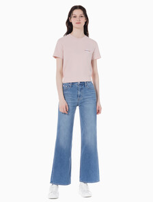 Buy 여성 하이라이즈 와이드핏 미드블루 37.5 기능성 데님 in color MID BLUE BACK EMBRO