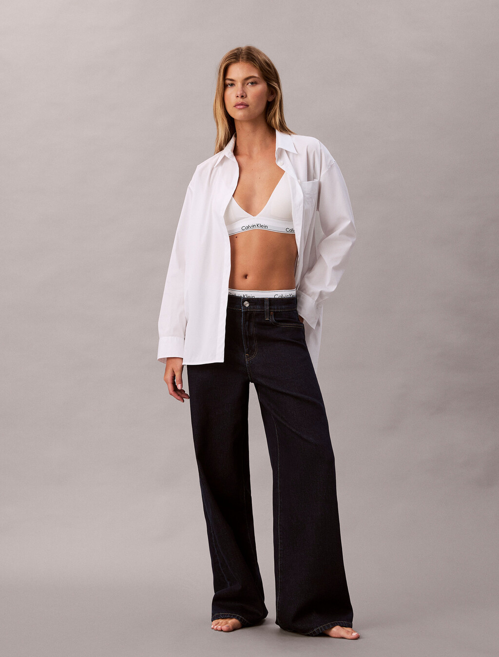 Buy 여성 와이드 린스 원시 데님 in color RINSE BLUE