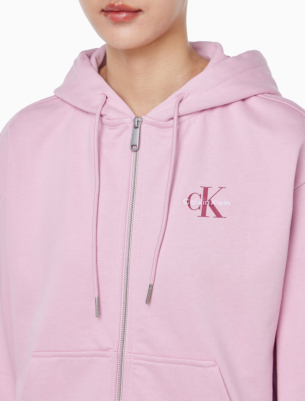 Buy 여성 모노그램 프렌치 태리 풀집업 후디 in color Pink