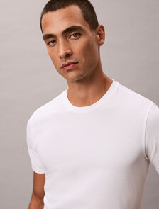 Buy 남성 코튼 스트레치 3PK 반팔 크루넥 in color WHITE