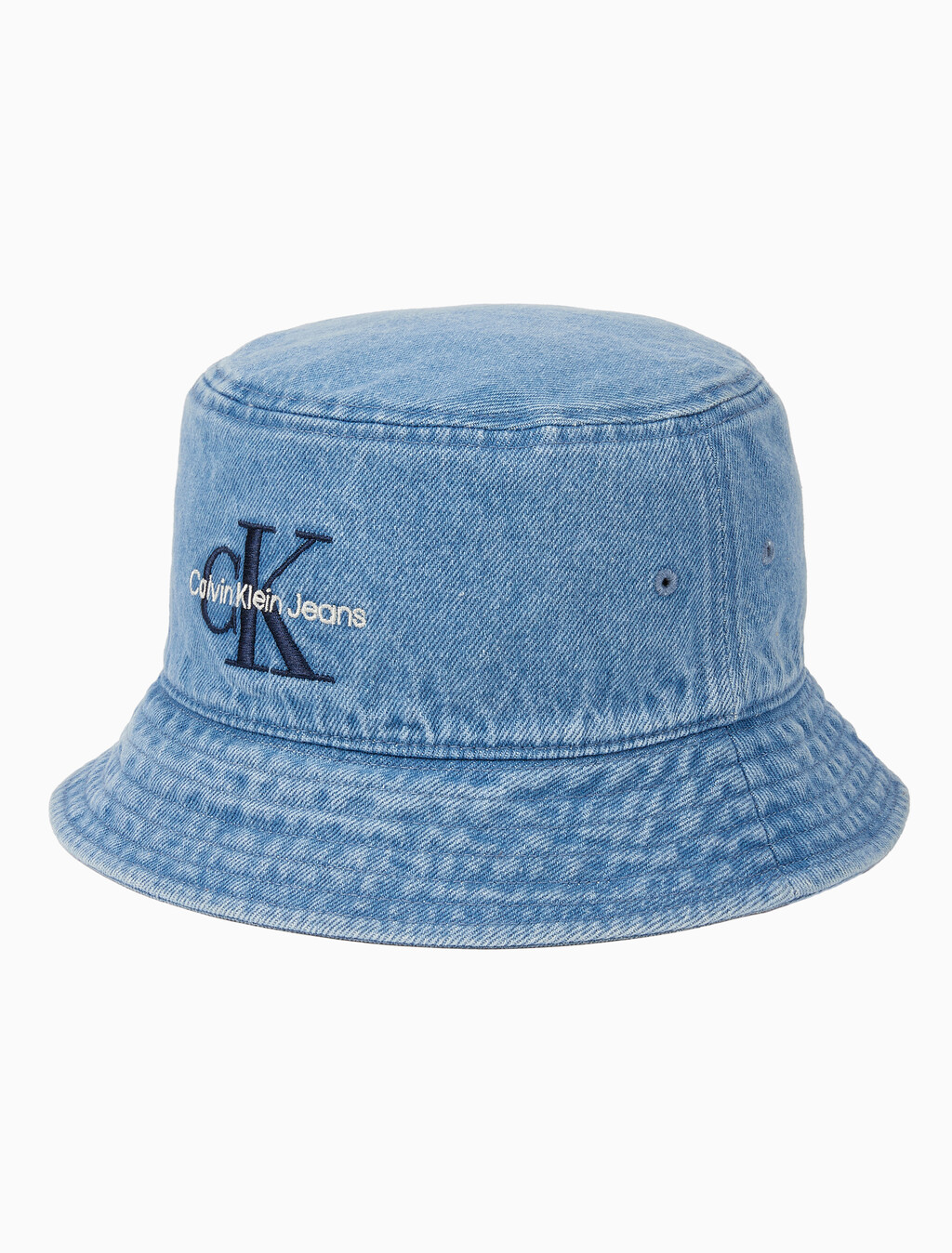 Buy 남녀공용 CKJ 모노그램 데님 버킷햇 in color BLUE