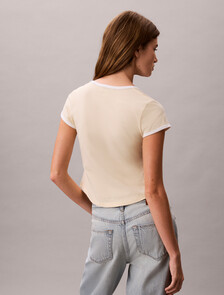 Buy 여성 모노로고 스쿱 베이비 티 in color Ivory