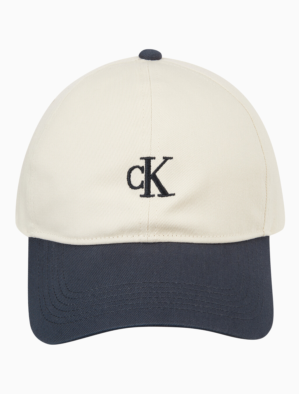 Buy 남녀공용 CKJ 스몰 모노그램 로고 컬러블락 볼캡 in color CHARCOAL