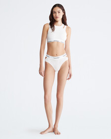 Buy 여성 모던 코튼 디컨스트럭티드 라인드 브라렛 in color WHITE