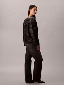 Buy 여성 폭스 레더 퀼팅 자켓 in color BLACK