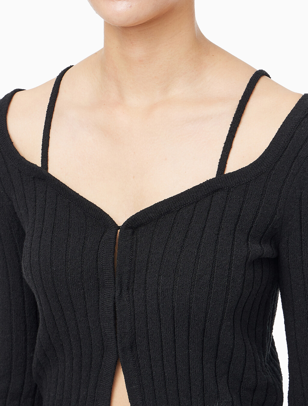 Buy 여성 L/S 스트랩 가디건 in color BLACK