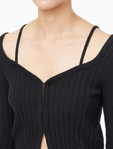 Buy 여성 L/S 스트랩 가디건 in color BLACK