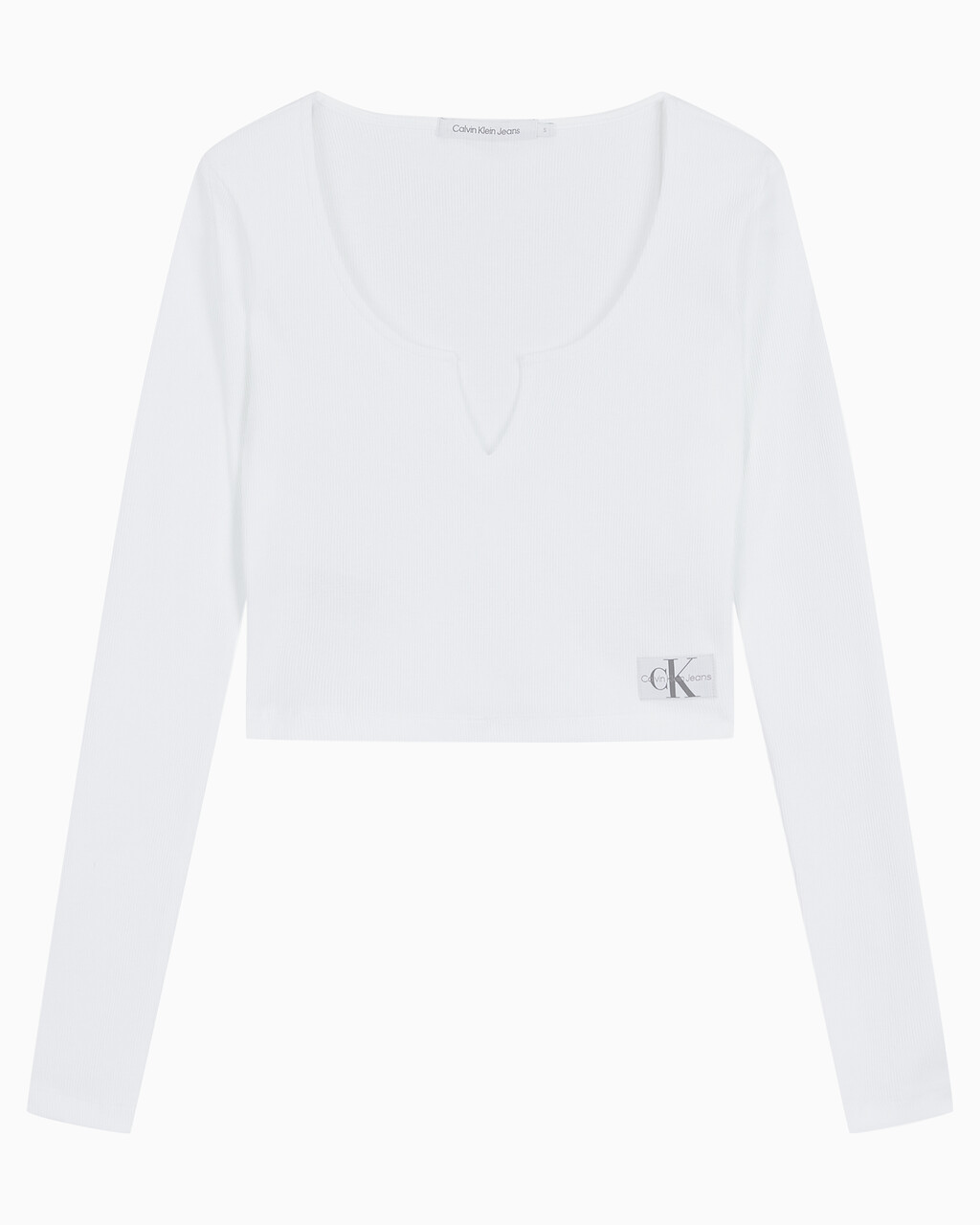 Buy 여성 스플리트 카라 립 롱 슬리브 in color BRIGHT WHITE