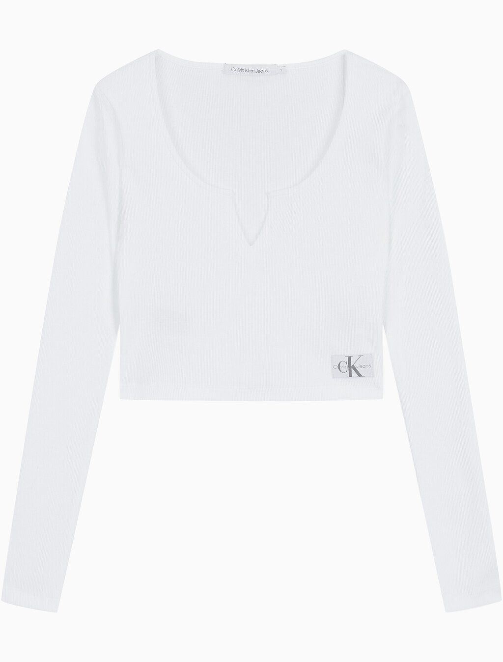 Buy 여성 스플리트 카라 립 롱 슬리브 in color BRIGHT WHITE