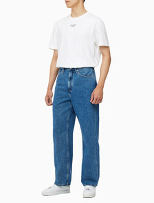 Buy 남성 와이드핏 미드블루 데님 in color MID BLUE BACK EMBRO