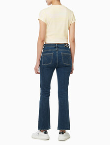 Buy 여성 스트라이프 모노로고 베이비립 티 in color Yellow