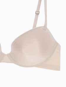 Buy 여성 미니멀리스트 메쉬 업리프트 데미 브라 in color PINK BEIGE