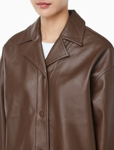 Buy 여성 폭스 레더 셔츠 in color Red brown