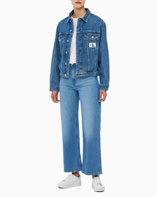 Buy 여성 모노그램 뱃지 데님 자켓 in color MID BLUE BACK EMBRO