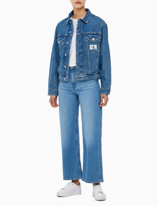 Buy 여성 모노그램 뱃지 데님 자켓 in color MID BLUE BACK EMBRO
