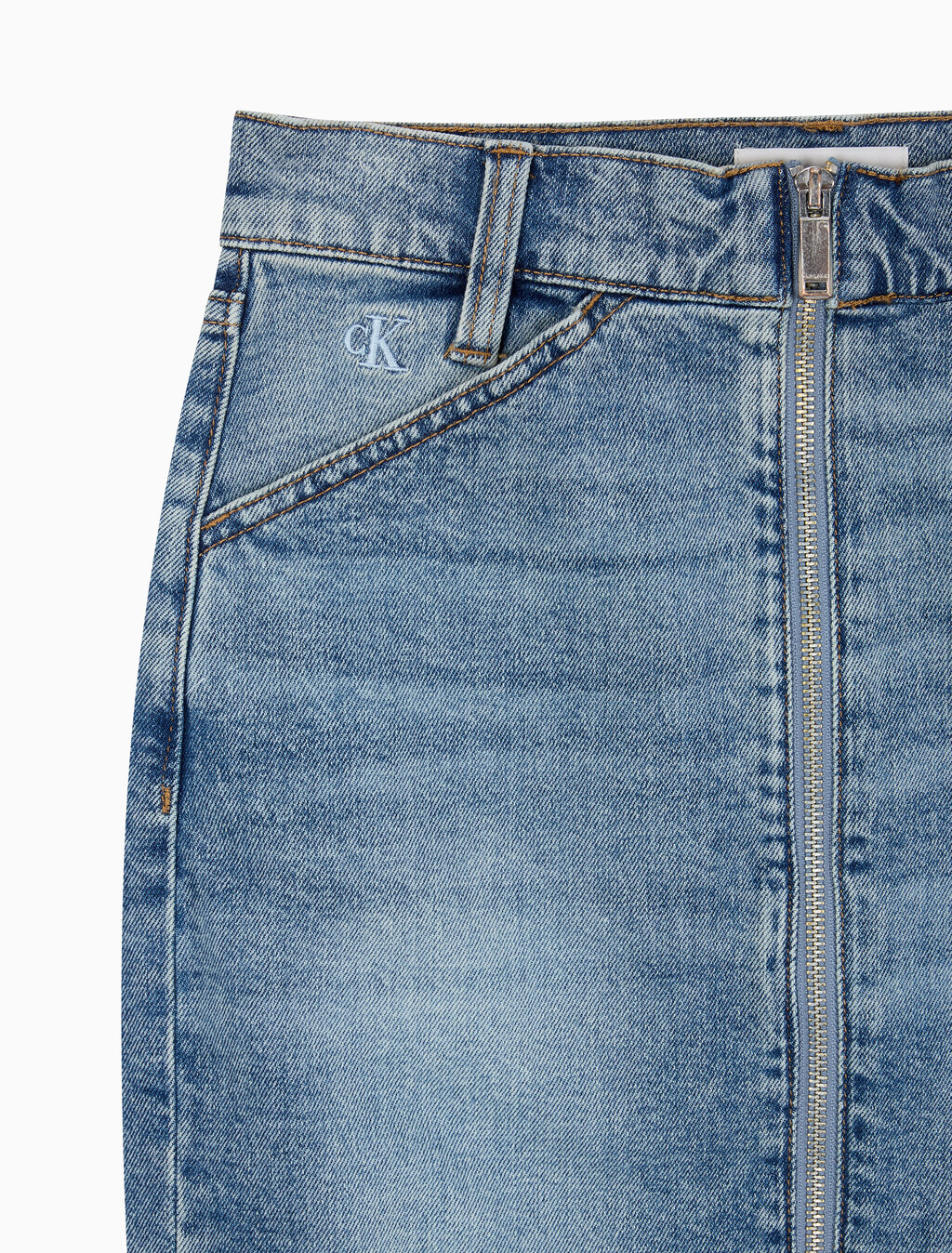 Buy 여성 데님 집 프론트 스커트 in color Light blue