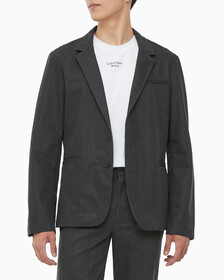 Buy 남성 롱슬리브 언라인드 스트럭쳐 블레이저 in color CHARCOAL