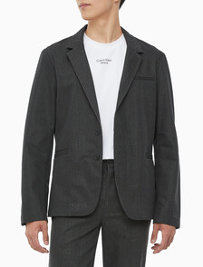 Buy 남성 롱슬리브 언라인드 스트럭쳐 블레이저 in color CHARCOAL