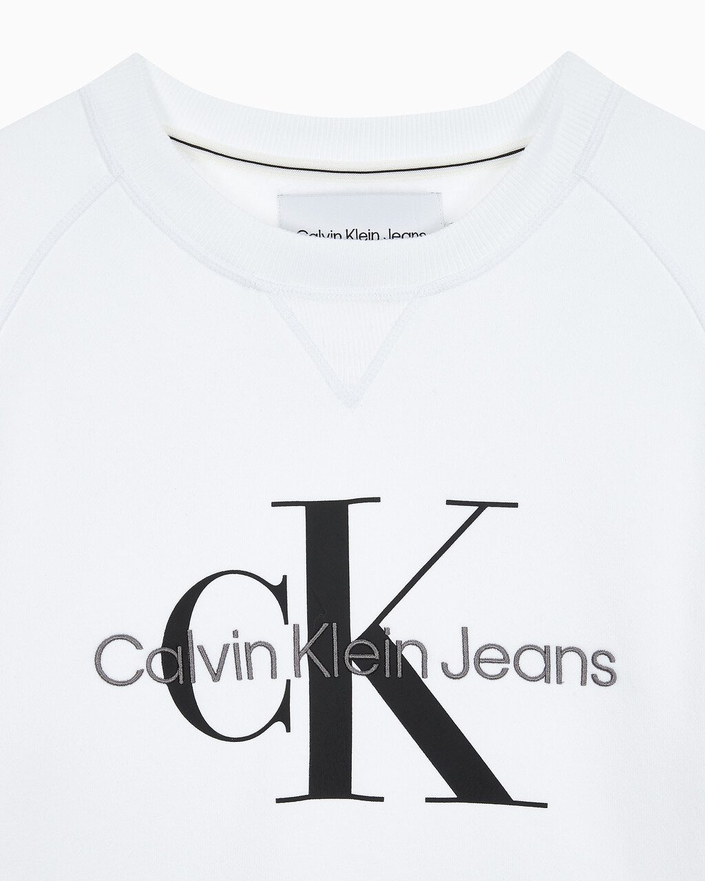 Buy 남성 레귤러핏 모노그램 로고 기모 스웨트셔츠 in color BRIGHT WHITE