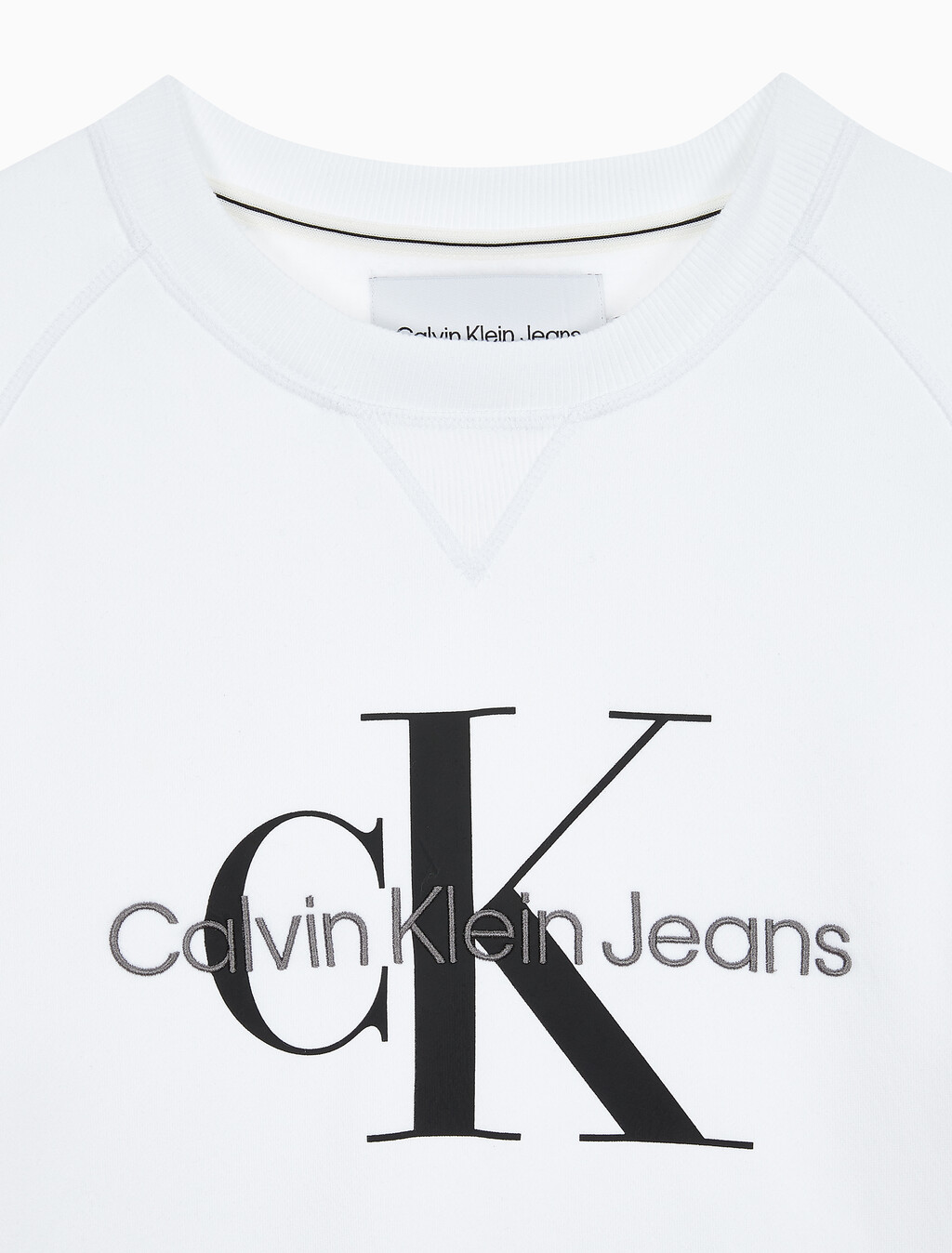 Buy 남성 레귤러핏 모노그램 로고 기모 스웨트셔츠 in color BRIGHT WHITE