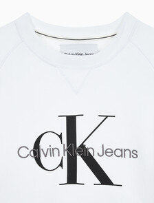 Buy 남성 레귤러핏 모노그램 로고 기모 스웨트셔츠 in color BRIGHT WHITE