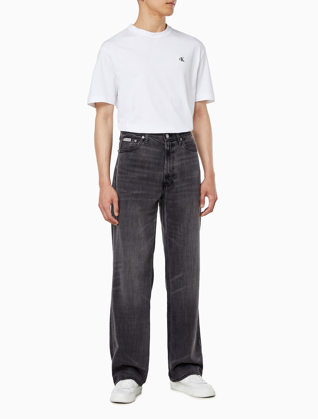 Buy 남성 배기핏 차콜 블랙 텐셀 데님 in color CHARCOAL ASH