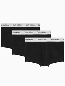 Buy 남성 EU 코튼 스트레치 3PK 로우 라이즈 드로즈 3PK in color BLACK