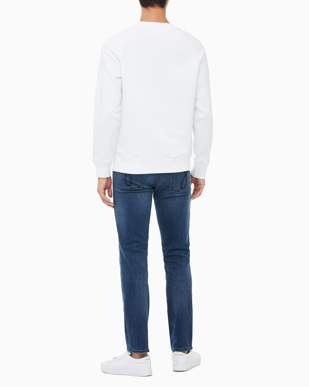 Buy 남성 레귤러핏 모노그램 로고 기모 스웨트셔츠 in color BRIGHT WHITE